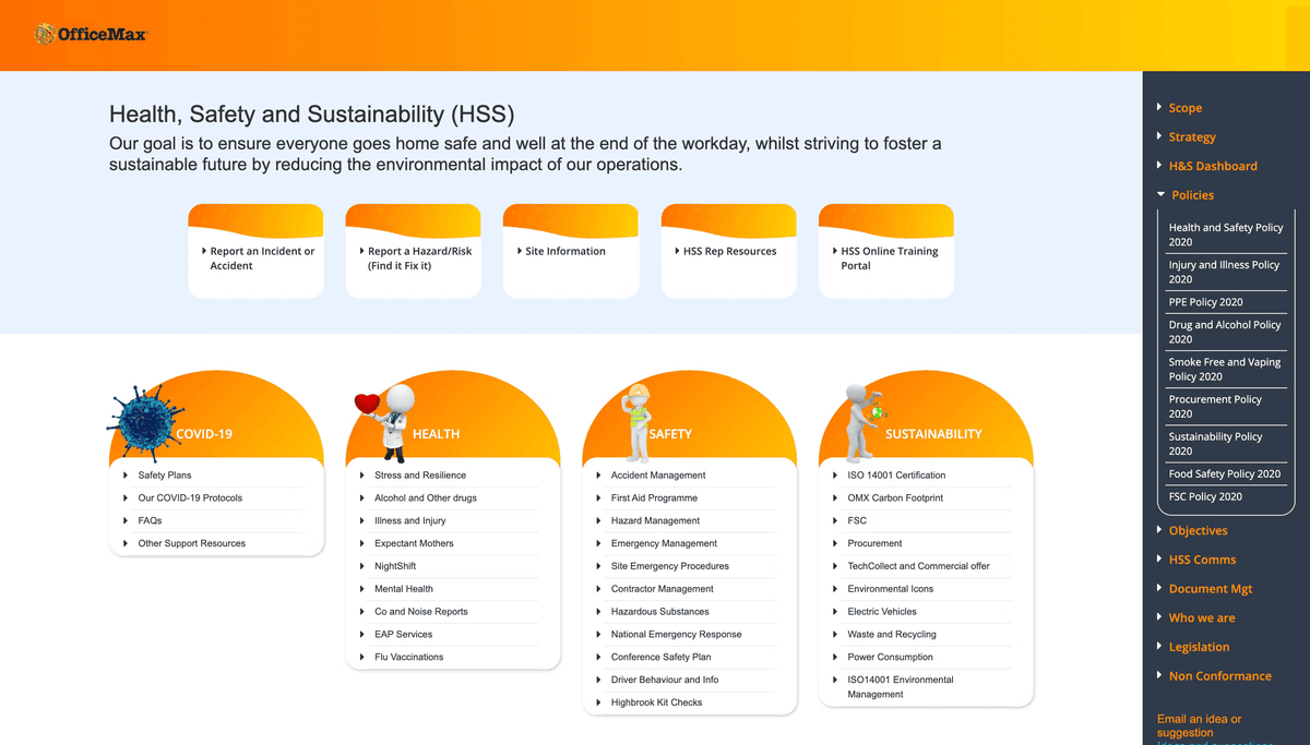 OfficeMax side menu collapsed